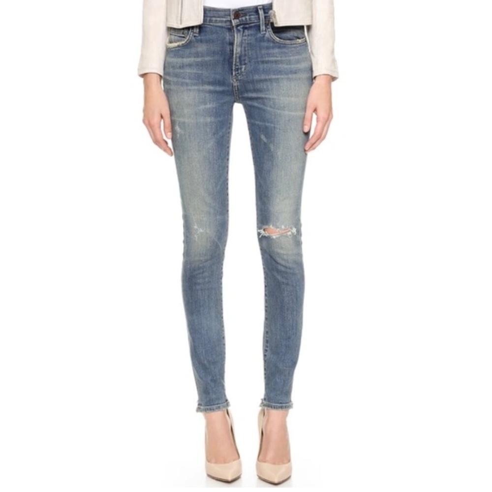 Citizens of Humanity Rocket High Rise Skinny Jeans | Distressed Wash | Size 24